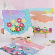 Childrens hand-painted sartorial sartorial diy handmade quartz sand decoration painting tool full range of three-dimensional digital painting hanging paintings