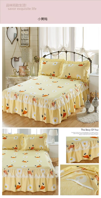 Bộ đồ giường bằng vải bông trải giường đơn 1 bộ ba mảnh 5 bông 2 m 1,8m trượt 8 bộ giường bằng vải sen lá ren
