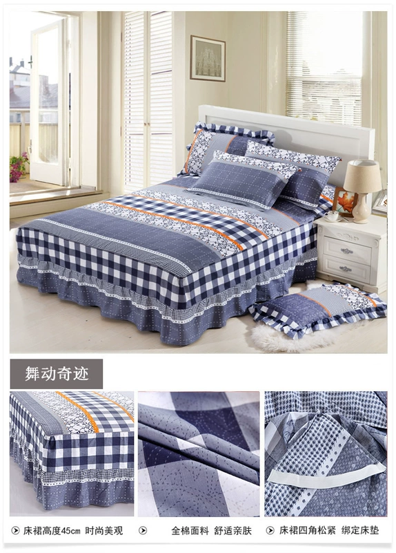 Naruto giường bedspread váy một mảnh bông 1,5m giường 1.8m bông Simmons nắp bảo vệ Ruffles bụi mùa hè - Váy Petti