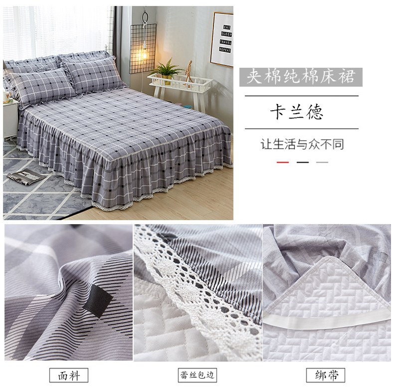 Chăn bông trải giường Hàn Quốc trải giường đơn mảnh cotton cộng với ga trải giường cotton dày 1,5 m 1,8m trải giường ba mảnh ga giường viền họa tiết