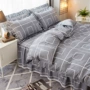 Bông giường bông váy một gia đình bốn trên giường với bông ren bedspread chăn giường bìa 1.8m tiền châu Âu - Bộ đồ giường bốn mảnh mua chăn ga gối đệm