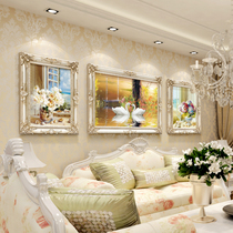 Living room decorative painting triple flower mural Swan simple European sofa background wall atmospheric European oil painting gas hanging painting