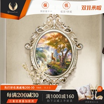 European-style porch decorative painting vertical aisle landscape deer mural painting Jane Ou aisle restaurant entrance porch hanging painting