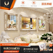 Living room decorative painting triple flower mural Swan simple European sofa background wall atmospheric European oil painting gas hanging painting