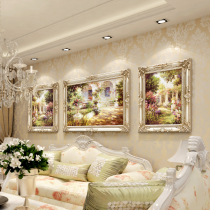Living room decoration painting European sofa background wall hanging painting landscape oil painting triple mural atmosphere simple European painting