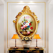Porch decorative painting background wall hanging painting flower rose oil painting restaurant dining room mural unique oval painting