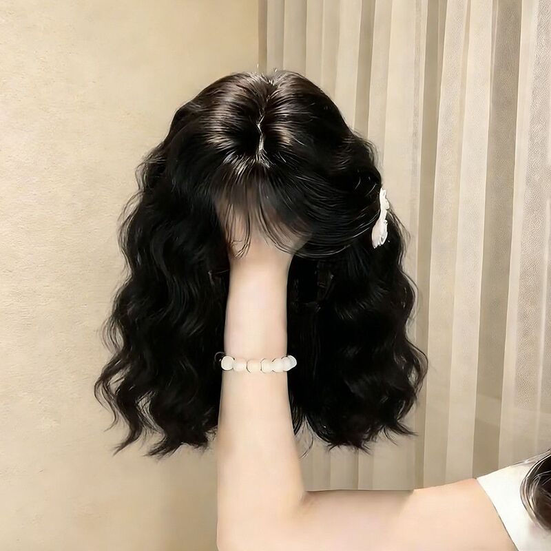 Wig with Air Bangs, Korean-Style Egg Roll Hair, Natural Realistic Bangs, Fluffy, Everyday Age-Reducing Full Short Wig