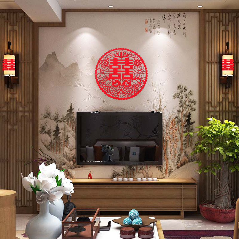 In pairs of wedding wedding wedding room decoration wedding layout door stickers window grilles double wedding copybook door stickers