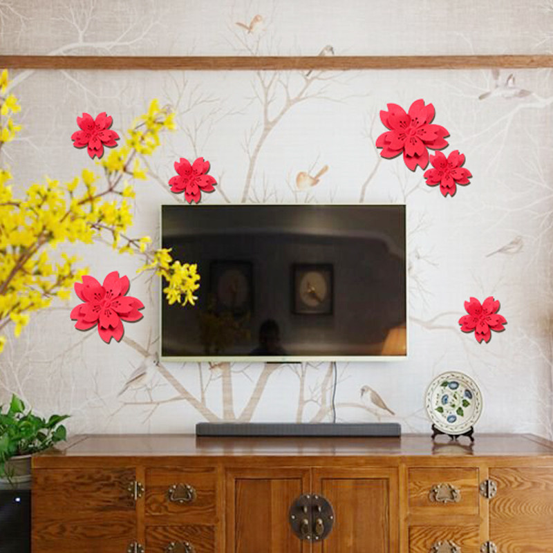 Become Double Paired Flowers Open Rich And Expensive Creative Unwoven Flowers Wall Patch Wedding Wedding House Arrangement Decoration Festive Character Accessories