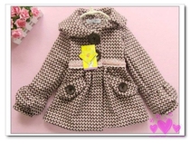 New special Korean childrens coat lantern sleeve doll collar girl trellis cotton coat coat coat