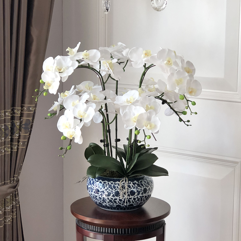 High-grade Phalaenopsis set simulation flower art living room American decoration new Chinese-style large decorative flower porch corner several fake flowers