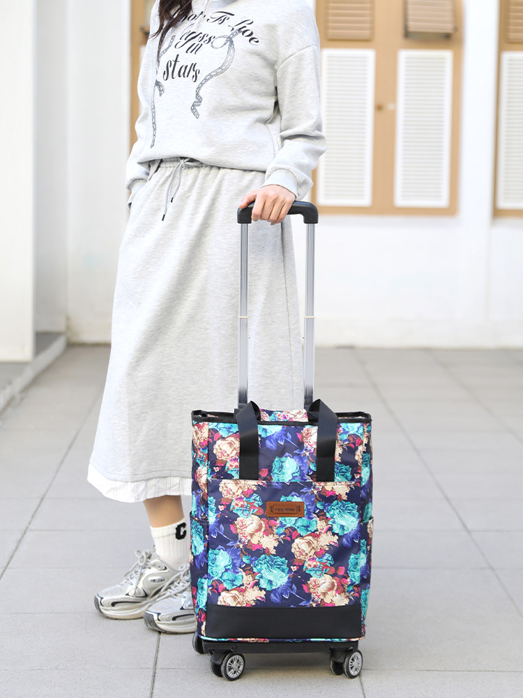 Universal Wheel Convertible Travel Bag with Pull Rod, Short-Distance Luggage Bag, Storage Bag, Foldable Portable Tote Bag for Maternity Use