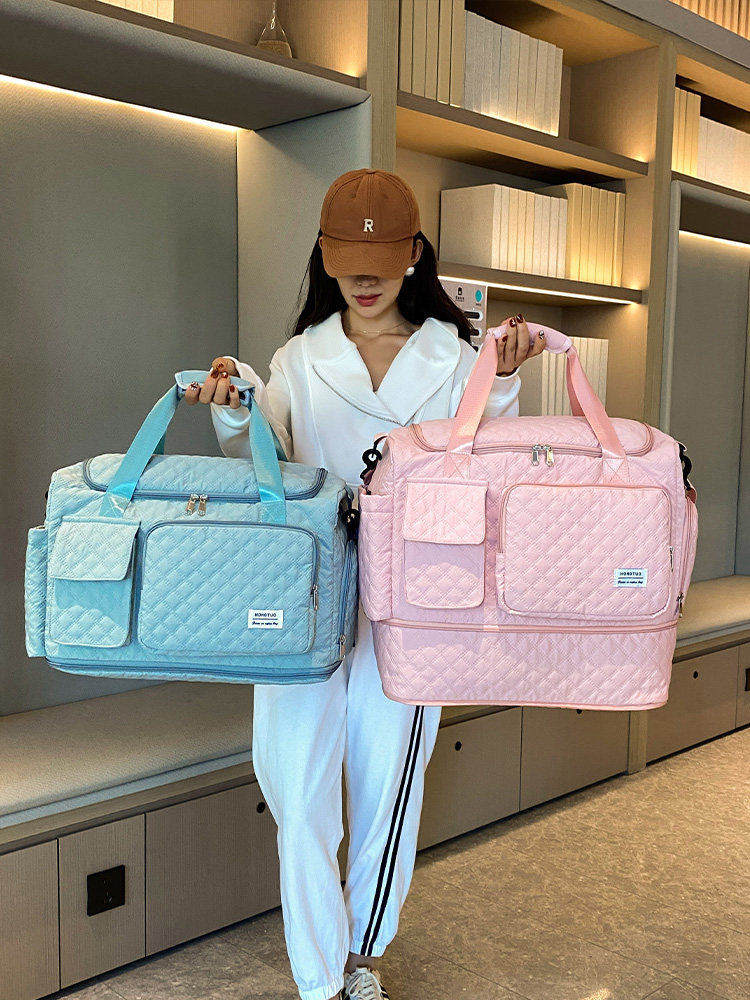 Short-Distance Travel Bag, Gym Bag, Single-Shoulder Crossbody Storage Yoga Bag, Large Capacity Travel Bag with Wet and Dry Separation, Can Be Attached to a Trolley