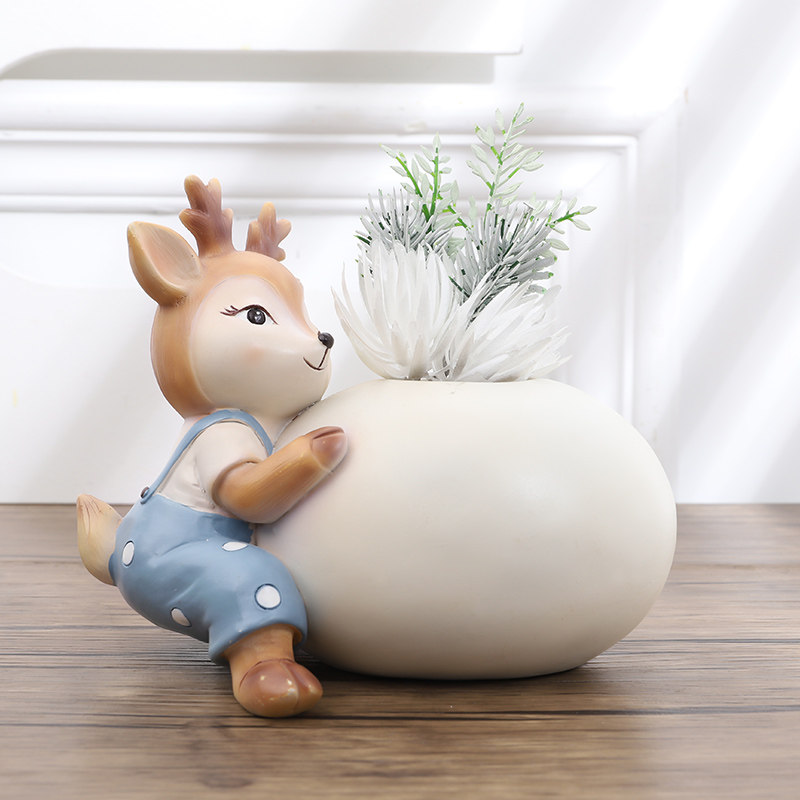 Creative Dry Flower Decoration Plum Blossom Deer Small Swing Piece Wine Cabinet Xuanguan Living-room Home Decoration Cute Desktop Home Furnishing