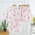 Bộ đồ phục vụ tại nhà bằng vải cotton mỏng hai lớp mùa hè, quần đùi ngắn tay kimono, bộ đồ cho con bú, thuận tiện cho việc cho con bú - Giải trí mặc / Mum mặc