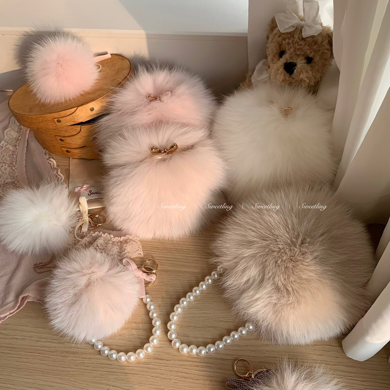 Sweetling· LAOSHU “Little Round Fox” Fox Fur Bag, Fur Bag, Chain Bag, Fur Ball Pendant