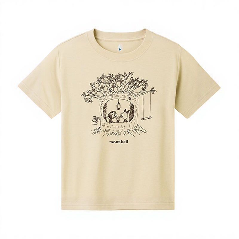 Japan Mont·Bell Kidsren's Tree Hole Print Quick-Drying Sports T-Shirt Short-Sleeved 1114863/4574