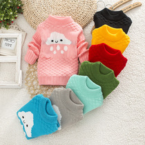 Female boy sweater thickened childrens round neckline jacket head autumn winter baby sweater jersey undershirt baby t price knit cardiovert