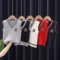 Childrens waistcoat boys spring autumn girls knitted vests new sweater college wind boys autumn clothes CUHK Scout shoulders