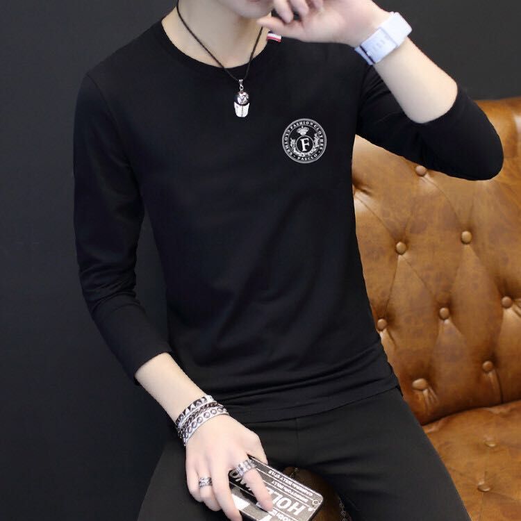 Người đàn ông Hàn Quốc ngắn tay t-shirt nam ngắn tay nam dài tay cổ tròn T-Shirt xu hướng đáy áo mùa hè cotton nửa tay quần áo nam