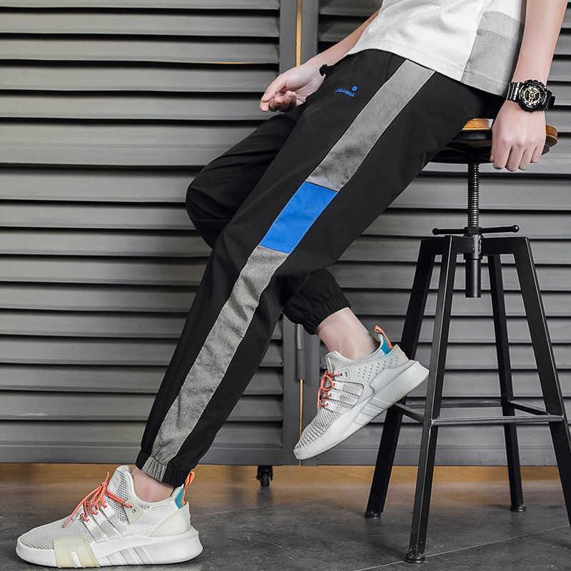 Casual pants men's spring and summer Korean version of the foot loose sports trend wild nine-point pants straight tube tooling men's fashion brand