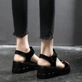 Сандалии, летняя обувь, универсальные туфли на платформе, из натуральной кожи, 2020 года, популярно в интернете