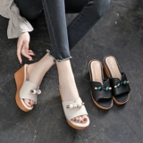 Тапочки, высокая летняя обувь на платформе, универсальные модные слайдеры, из натуральной кожи, 2020 года