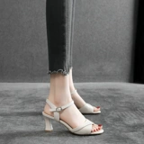 Сандалии, обувь, летние универсальные туфли на высоком каблуке для кожаной обуви, из натуральной кожи, 2022 года