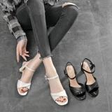 Сандалии, обувь, летние универсальные туфли на высоком каблуке для кожаной обуви, из натуральной кожи, 2022 года