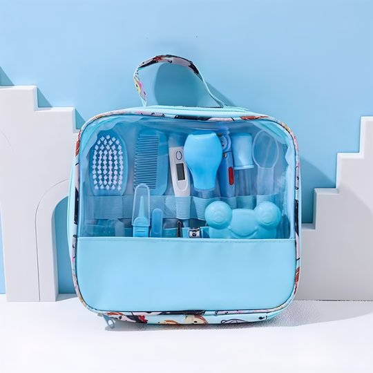 Juego de bolsas de almacenamiento para el cuidado del bebé, aspirador nasal para bebé, cortauñas, limpieza diaria de 13 piezas, bolsa para el cuidado de la madre y el bebé