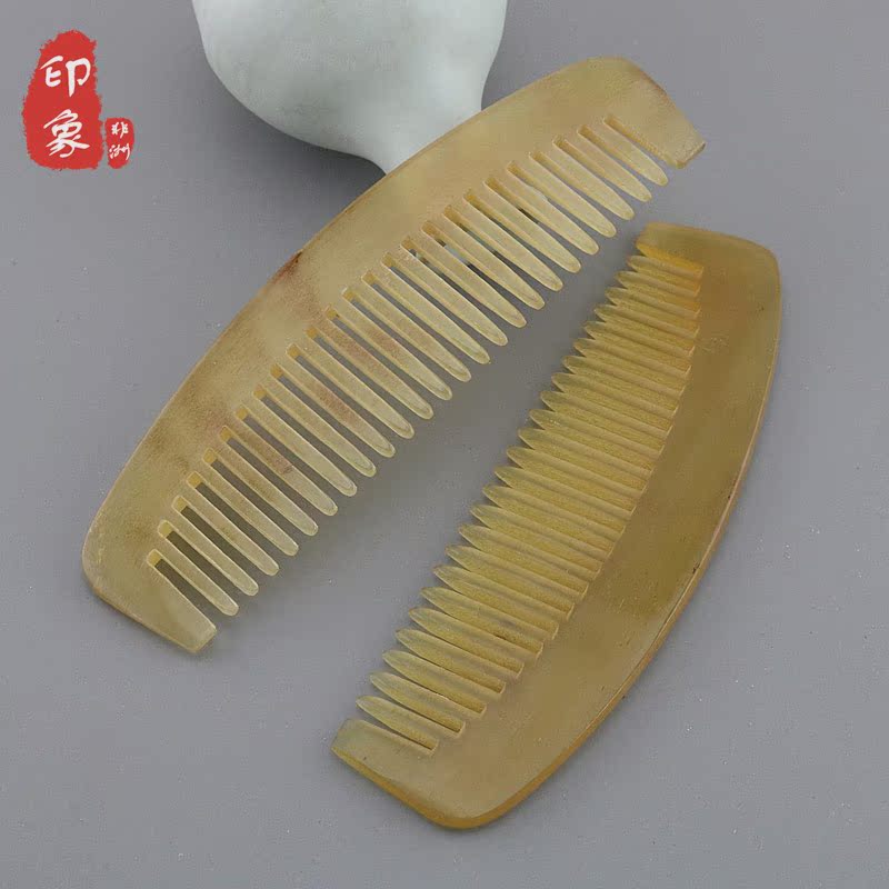 Natural horn comb without handle Anti-static hair loss large household wide tooth massage horn comb