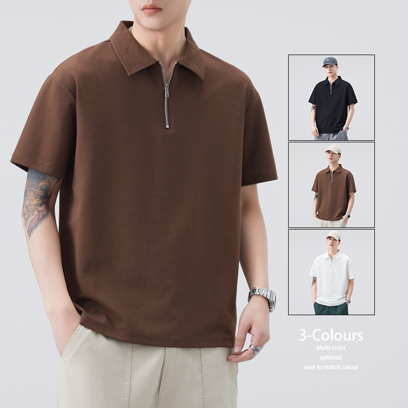 Half-Zip Short-Sleeved Men's Polo Shirt, Summer Thin Loose Casual Top, 2026 New Solid Color Trendy T-Shirt
