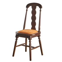 Xihe solid wood dining chair French retro upholstered chair American stool restaurant furniture study office chair single chair