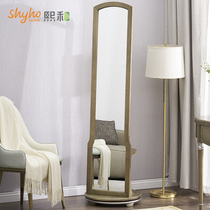 shyho light luxury solid wood dressing mirror body Landing home bedroom living room dressing mirror wall luo di jing furniture