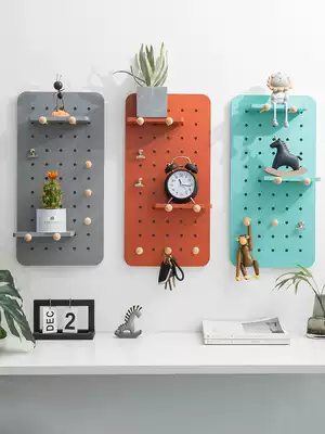 Nordic creative shelf Entrance wall partition hole hole board wall decoration Children's room wall message storage shelf