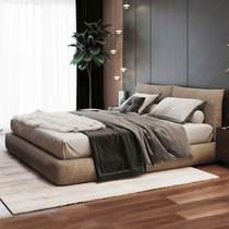 Technology cloth soft bag bed light luxury modern solid wood Italian minimalist Nordic wind bed simple ins net red double soft bed