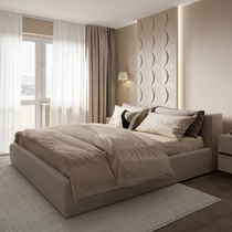 Cloth bed master bedroom modern simple small family soft bag embedded double cloth bed rice white floor technology cloth bed