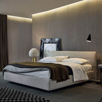 Cotton and linen cloth bed modern simple big bed 1 8m ultra-thin floor small apartment Italian minimalist Nordic secondary bed