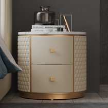 Italian light luxury round bedside table simple modern marble face net red small apartment bed storage lockers