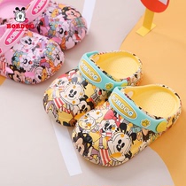 Babu bean childrens slippers Summer mens and womens childrens baby Baotou hole shoes Infant children non-slip indoor home shoes