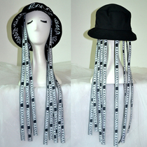 New Stage Styling Nightclub Singer DJDS Tide Man Reggae Original Sleeping Black Letter Handsome AIR LIFTING ROPE HAT