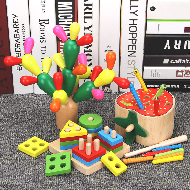 Wooden Scrappy Collab Puzzle Boy Girl 3 years 6 young children Early lessons intellect Mentally Brain Building Blocks of Balls Toys