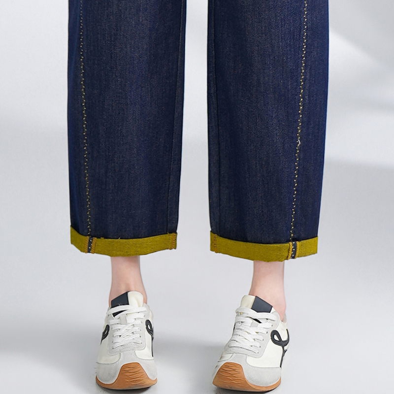 Dark Blue Cuffed Wide-Leg Jeans for Women, 2026 New Summer Thin High-Waisted Wide-Leg Pants for Petite Sizes Dark Blue Cuffed Wide-Leg Jeans for Women, 2026 New Summer Thin High-Waisted Wide-Leg Pants for Petite Sizes