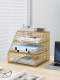 Desktop File Rack Folder Storage Box Metal Office Iron Art Multi-Layer File Classification Organizer Desk Document Storage Rack Office Supplies Book Stand File Organizer Basket Book Stand Rack