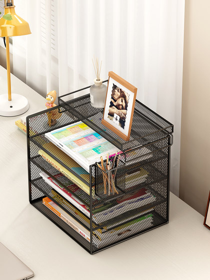 Desk Storage Rack, File Organizer, File Rack, Storage Box, Office Supplies Collection, Desktop Bookshelf, Multi-Layer File Holder, A4 Paper Document Organizer, Metal Book Stand