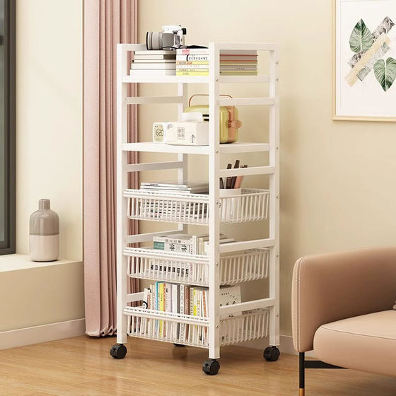 Multi-Layer Floor-Standing Kitchen Storage Rack, Multi-Functional Vegetable Basket, Household Vegetable Storage Rack, Mobile Oven and Microwave Rack