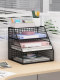 Desktop File Rack Folder Storage Box Metal Office Iron Art Multi-Layer File Classification Organizer Desk Document Storage Rack Office Supplies Book Stand File Organizer Basket Book Stand Rack