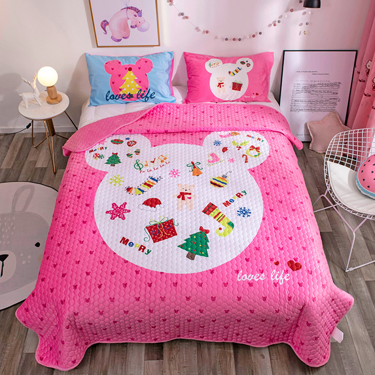 Ins net đỏ flamingo phim hoạt hình mùa đông đơn mảnh dày pha lê nhung hai mặt cộng với nhung trải giường ga trải giường mùa hè