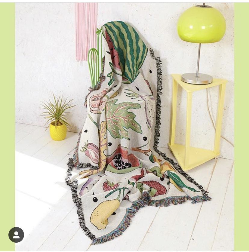 Tấm thảm phong cách Bắc Âu Vải cotton Mỹ và vải lanh trang trí phòng ngủ dệt vải sofa đệm trái cây loạt trái tim cô gái - Tapestry thảm vải decor