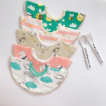 Cute cartoon baby eating and drinking milk waterproof bib bib 360 degree rotating lace baby saliva towel cotton